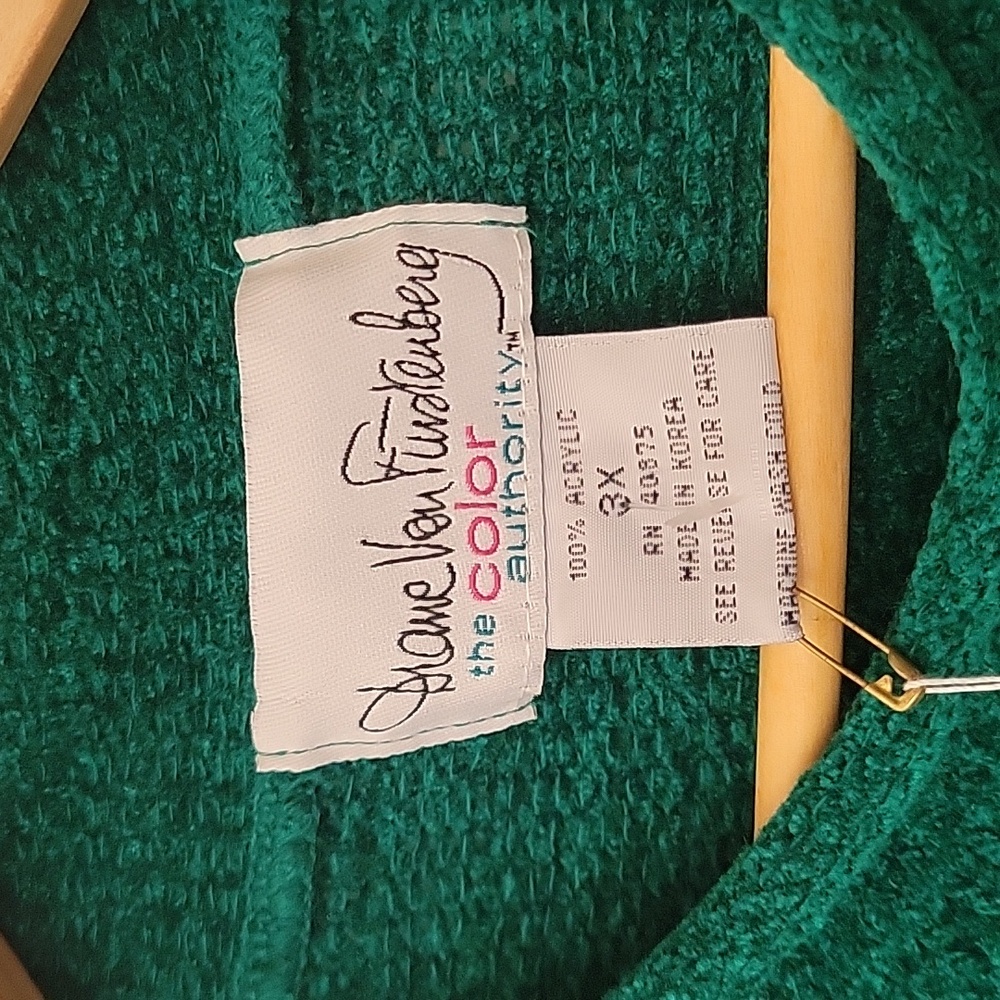 Diane Von Furstenberg Green Knit Sweater Acrylic New Long Sleeve Rolled Neck - Picture 3 of 14